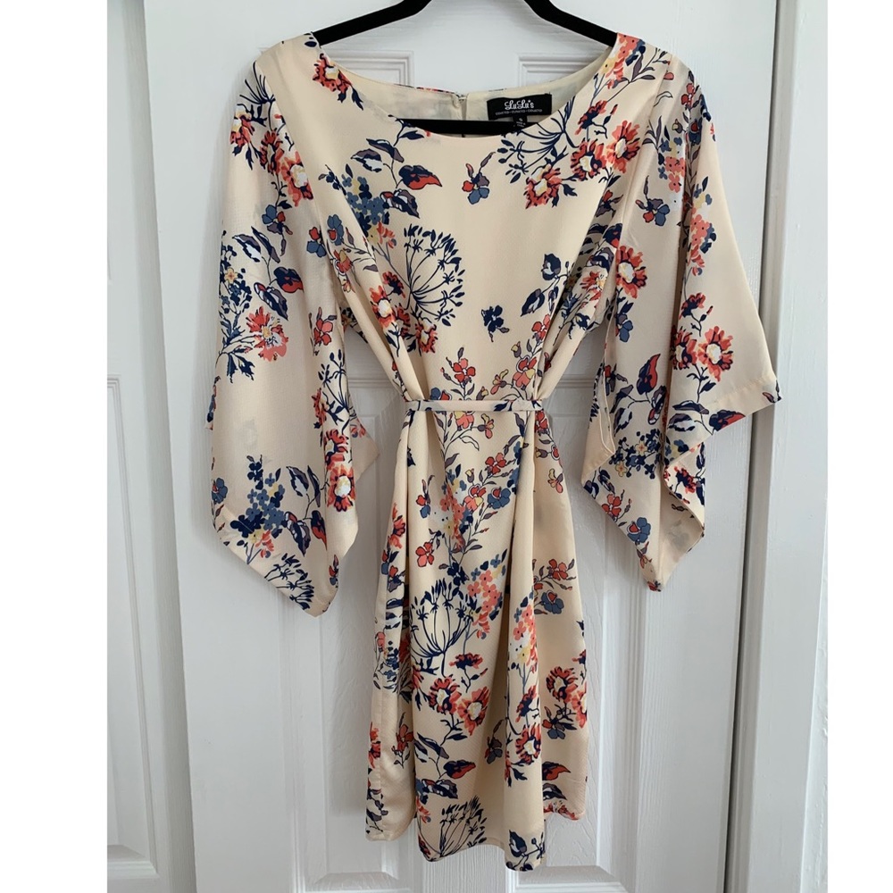Lulus kimono sleeve floral print mini dress sz S